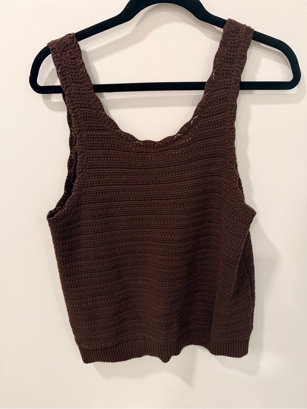 LOFT Chocolate Brown Crochet Knit Tank - Picture 2 of 2